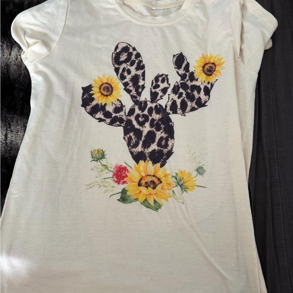 Cream Cactus Print Kids Shirt